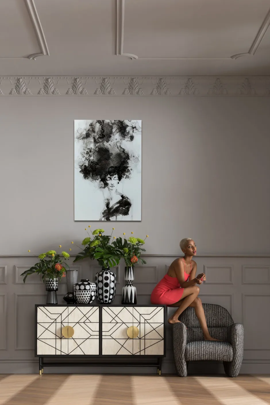 KARE Glasbild Smokey Hair 100x150cm