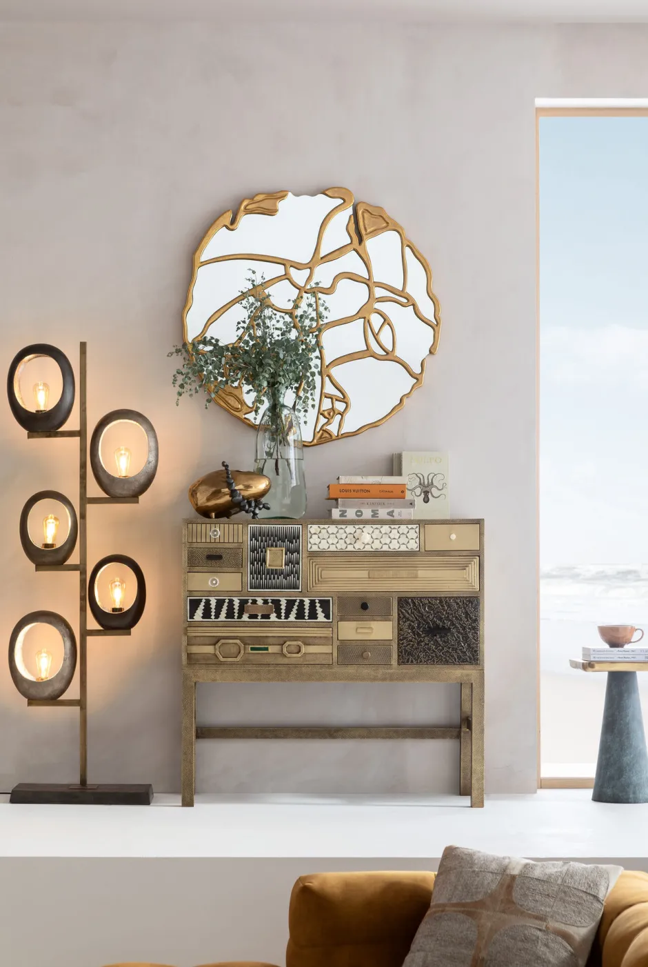 KARE Highboard Chalet Gold 13 Schübe