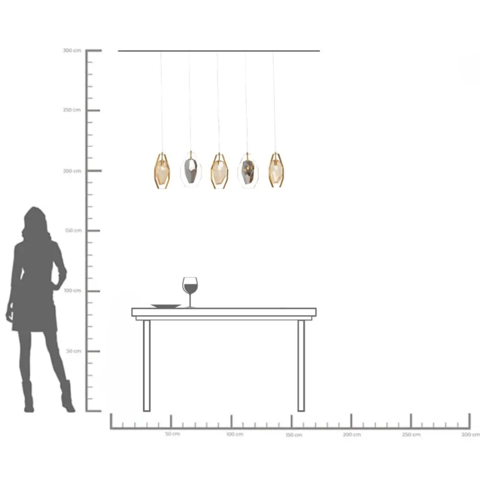 KARE Hängeleuchte Diamond Fever Dining Brass 110cm