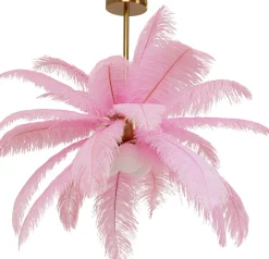 KARE Hängeleuchte Feather Palm Pink Ø87cm