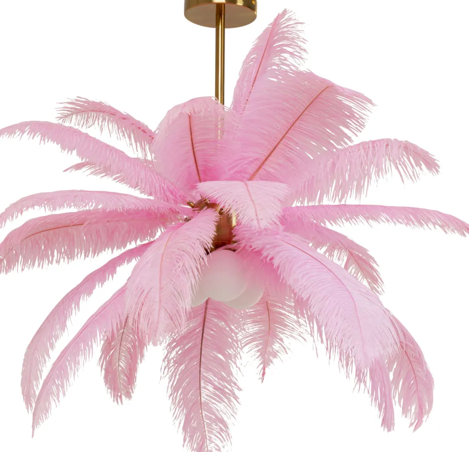 KARE Hängeleuchte Feather Palm Pink Ø87cm