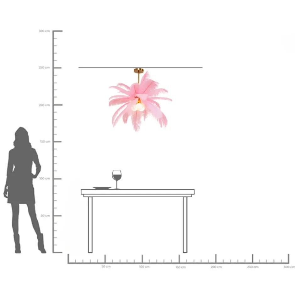 KARE Hängeleuchte Feather Palm Pink Ø87cm