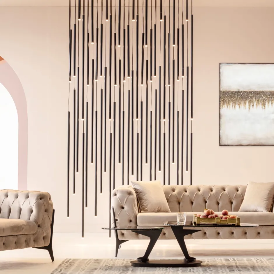 KARE Hängeleuchte Living Vegas Deluxe Schwarz Matt LED