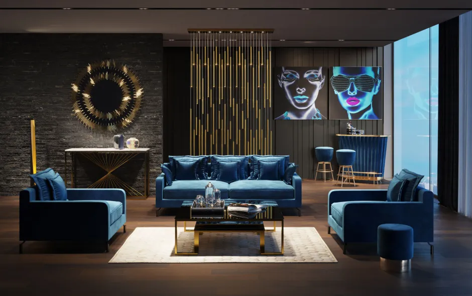 KARE Hängeleuchte Living Vegas Deluxe Brass LED