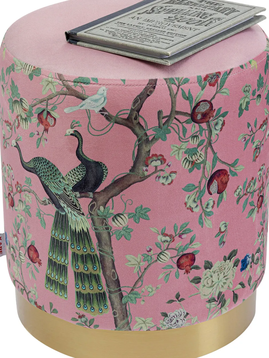 KARE Hocker Cherry Peacock Brass Ø32cm