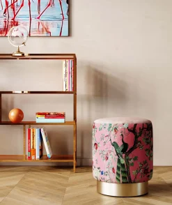 KARE Hocker Cherry Peacock Brass Ø32cm