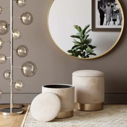 KARE Hocker Cherry Storage Cord Creme (2/Set)