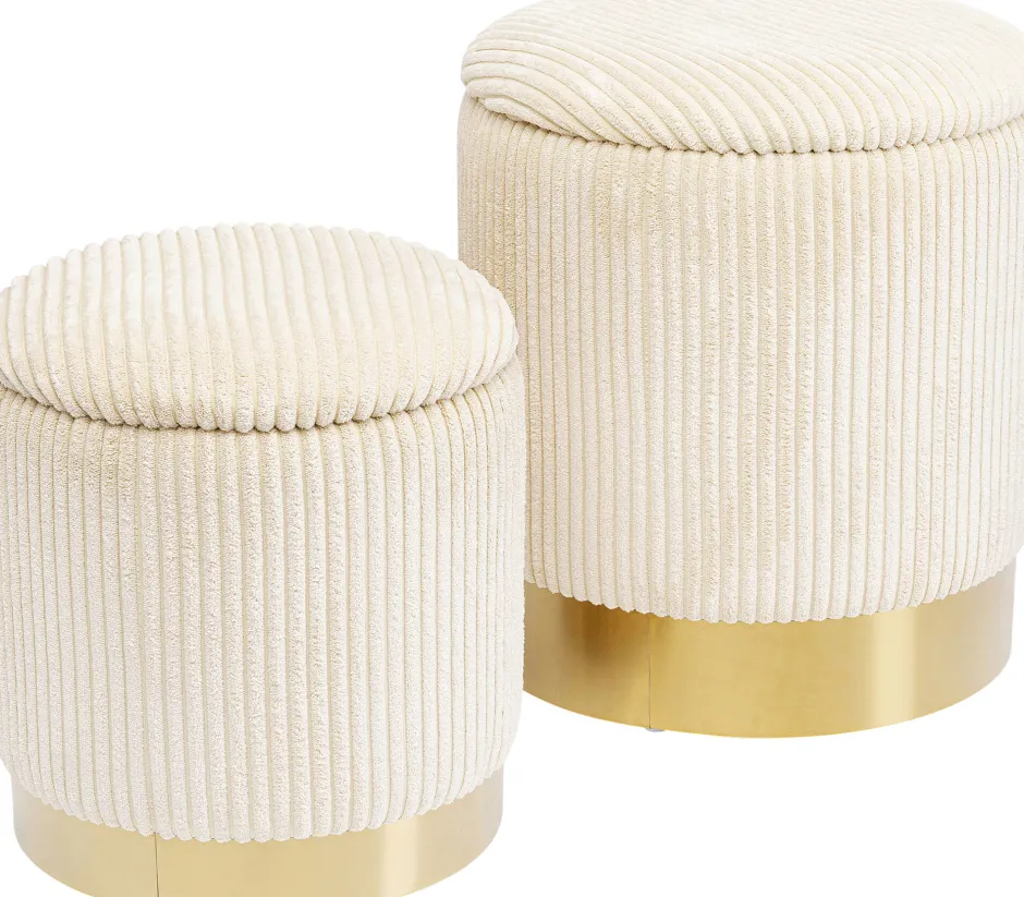 KARE Hocker Cherry Storage Cord Creme (2/Set)