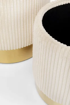 KARE Hocker Cherry Storage Cord Creme (2/Set)