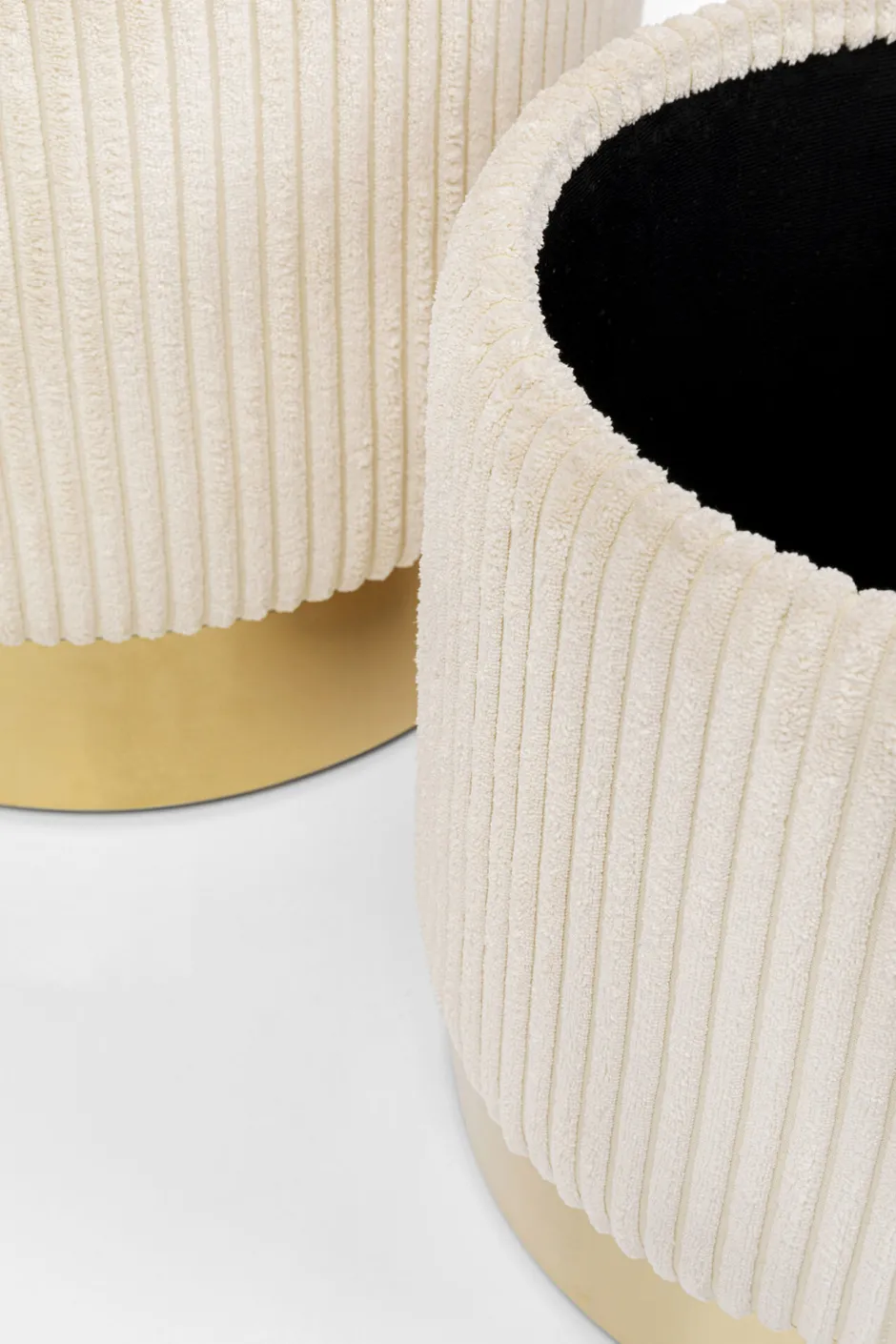 KARE Hocker Cherry Storage Cord Creme (2/Set)