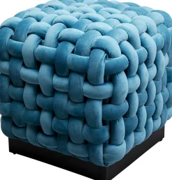 KARE Hocker Weave Square Blau 47x47cm