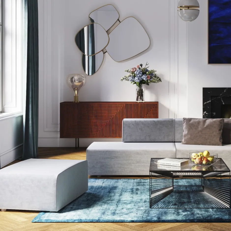 KARE Infinity Ottomane Semi Elements Grau Links