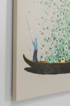 KARE Leinwandbild Flower Boat Beige Grün 120x160cm