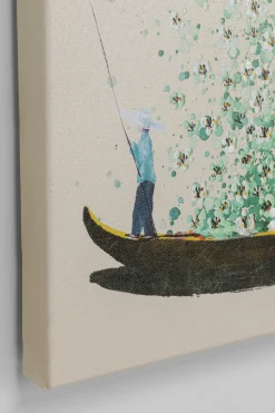 KARE Leinwandbild Flower Boat Beige Grün 80x100cm