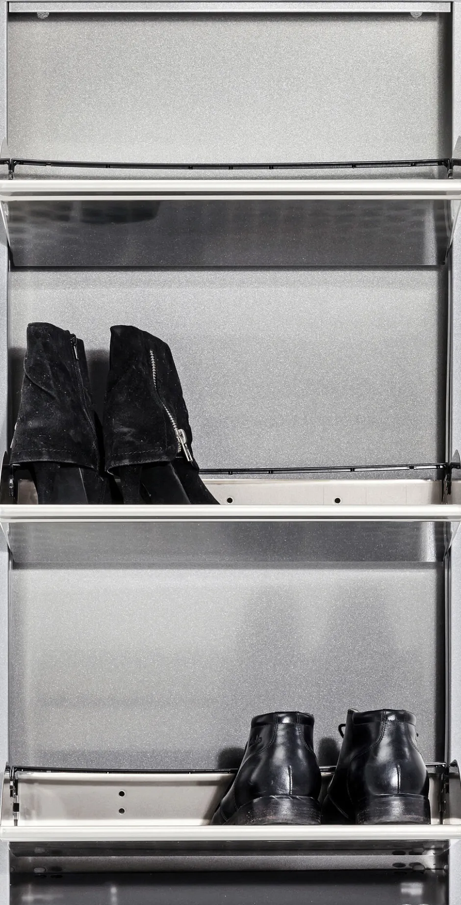 KARE Schuhkipper Caruso 3-er silber/geflext