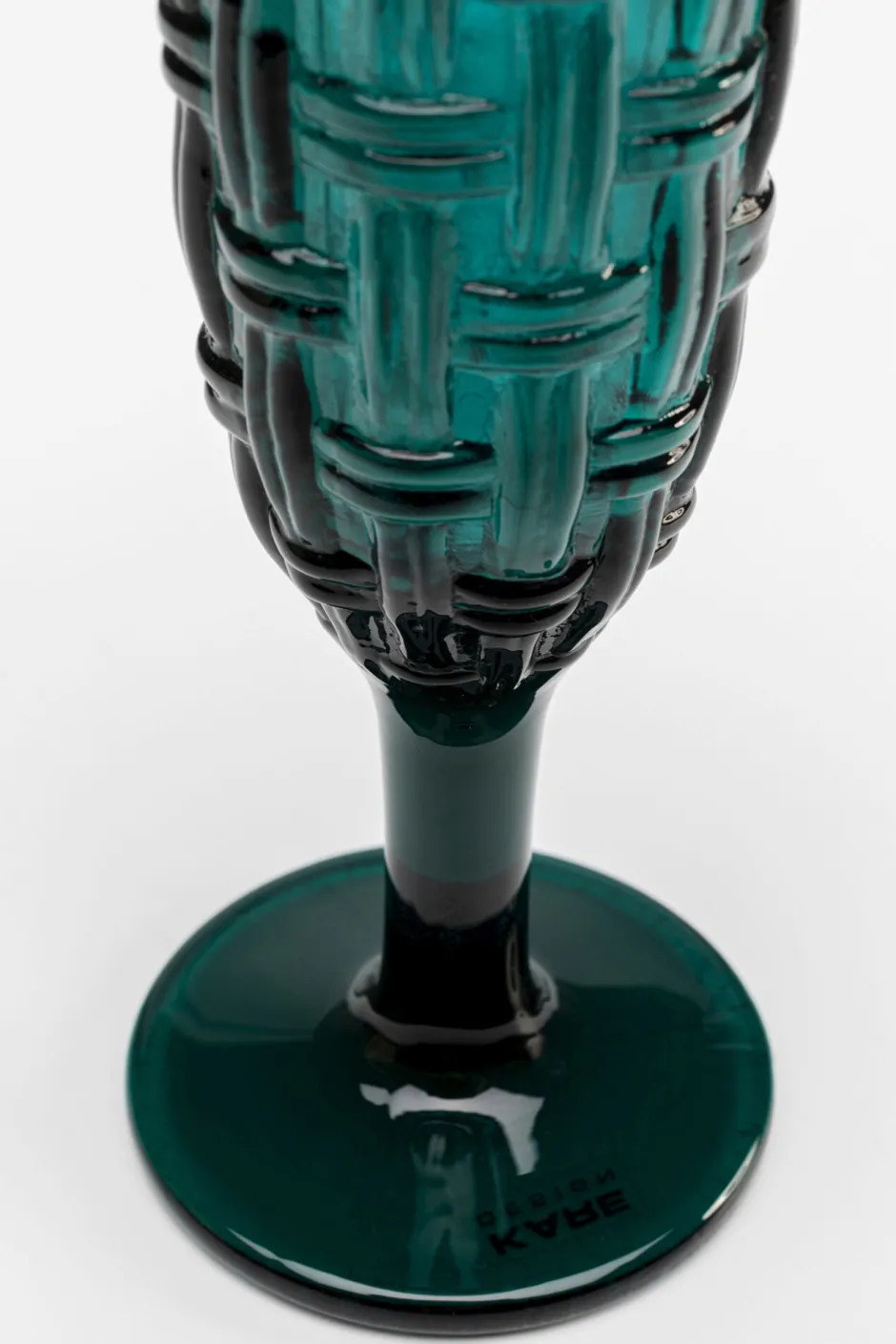 KARE Sektglas Tissue Petrol 18cm