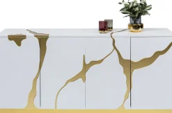 KARE Sideboard Cracked Weiß Gold 165x80cm