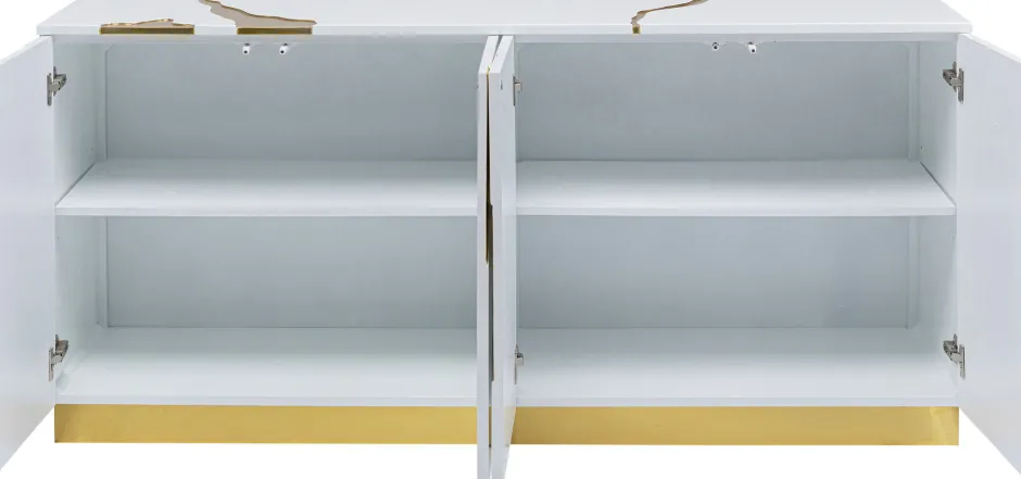 KARE Sideboard Cracked Weiß Gold 165x80cm