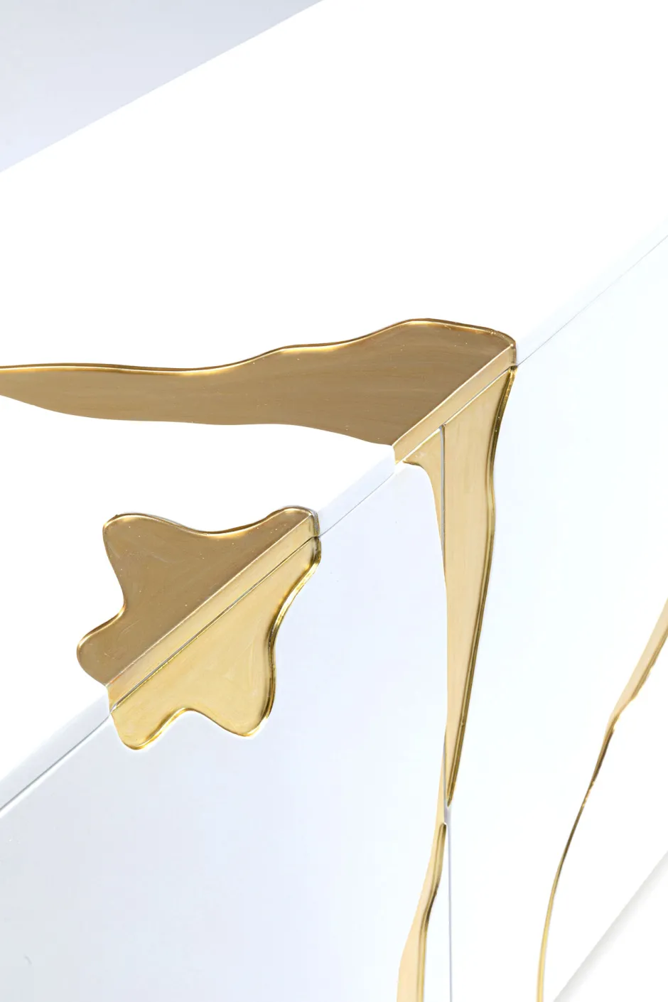 KARE Sideboard Cracked Weiß Gold 165x80cm