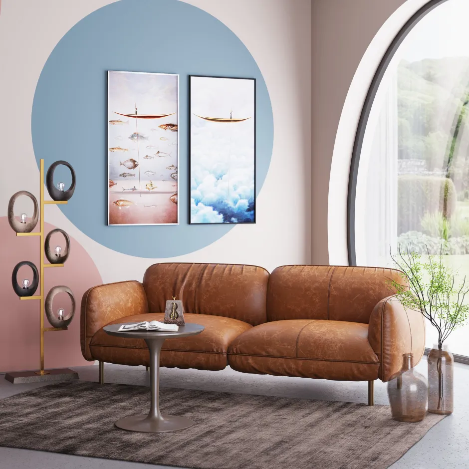 KARE Sofa Calgary Smart Leder Hellbraun 228cm