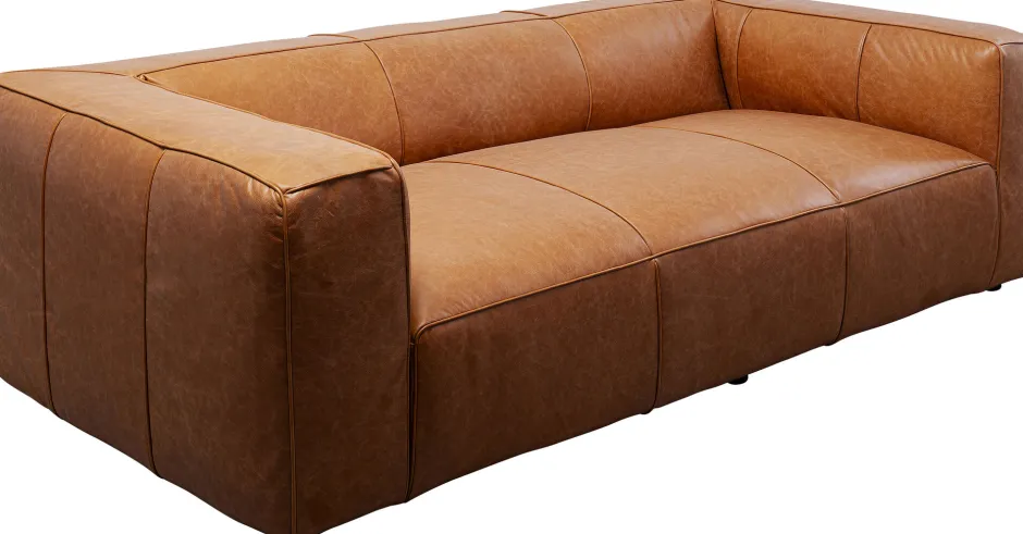 KARE Sofa Cubetto Smart Leder Hellbraun 220cm