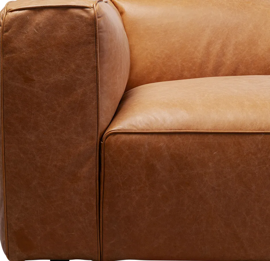 KARE Sofa Cubetto Smart Leder Hellbraun 220cm