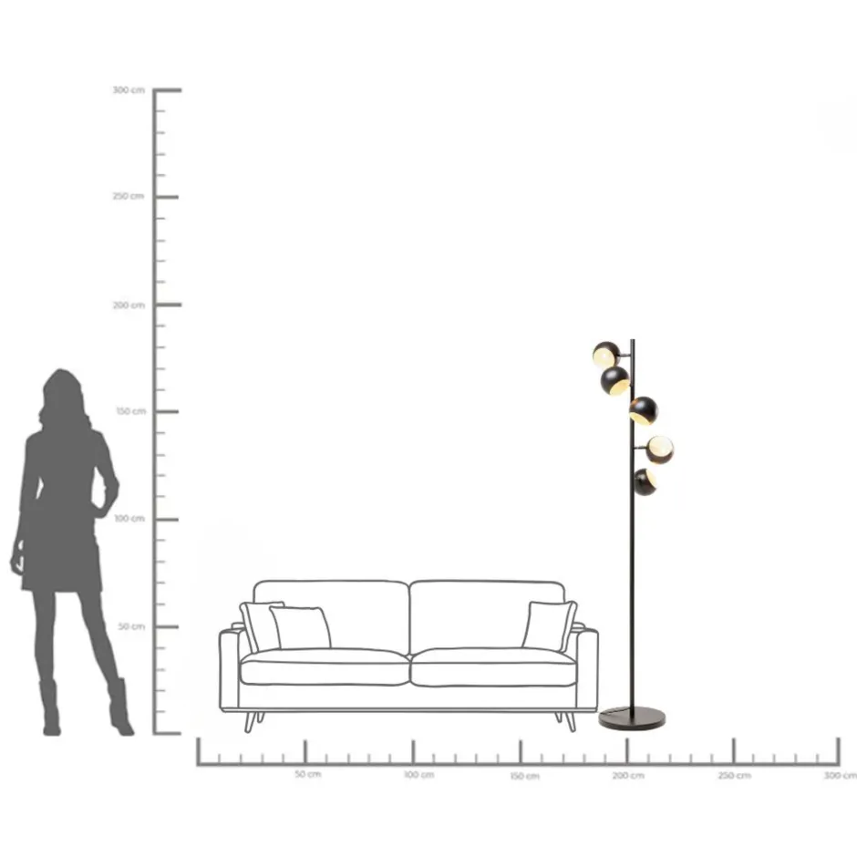 KARE Stehleuchte Calotta Schwarz 5er 180cm