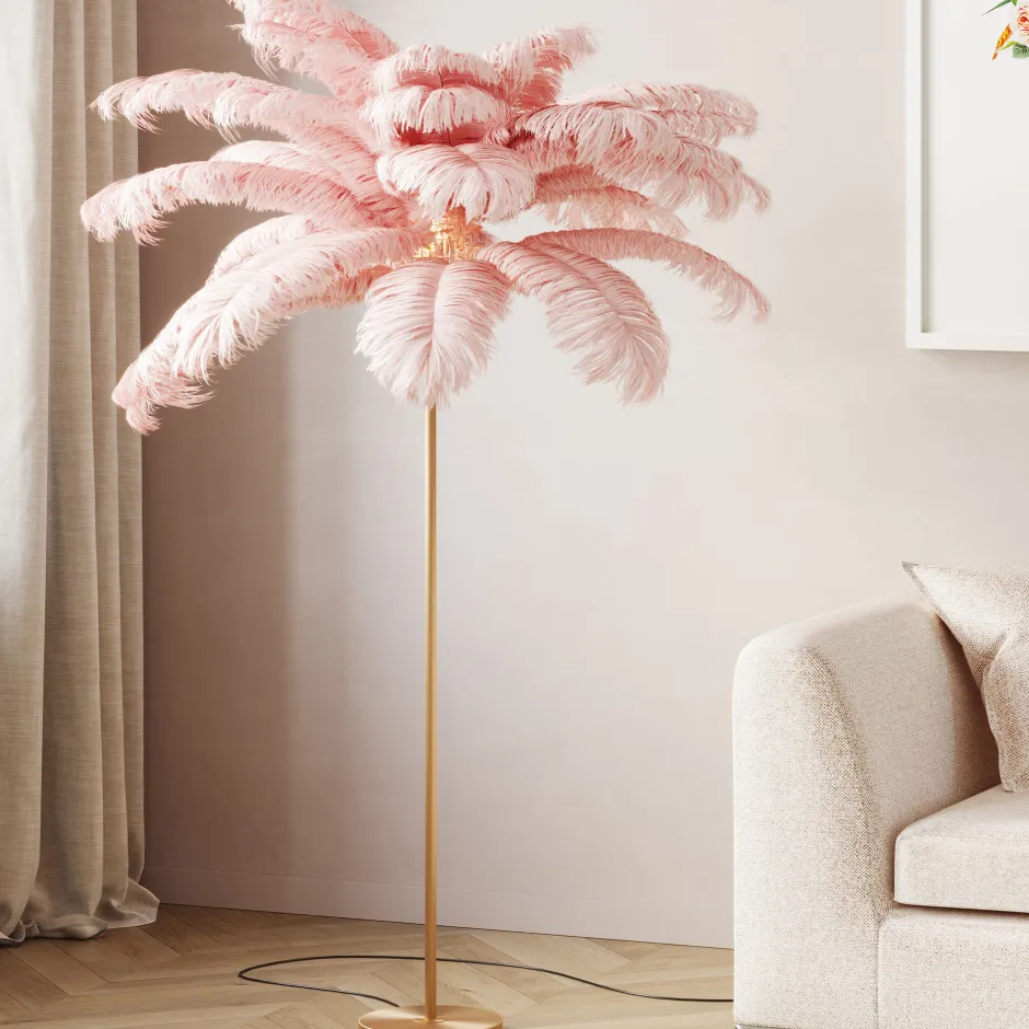 KARE Stehleuchte Feather Palm Pink 165cm