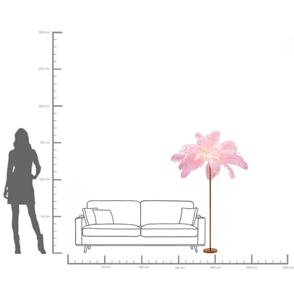 KARE Stehleuchte Feather Palm Pink 165cm