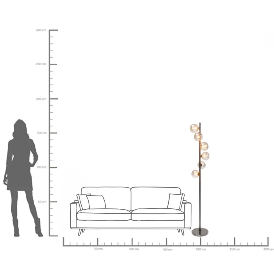 KARE Stehleuchte Scala Balls Schwarz 160cm