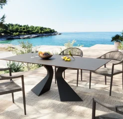 KARE Tisch Gloria Outdoor Keramik Schwarz 180x90cm