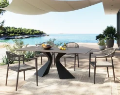 KARE Tisch Gloria Outdoor Keramik Schwarz 180x90cm