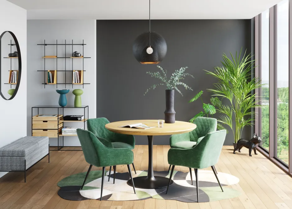 KARE Tisch Invitation Set Eiche Schwarz Ø120cm