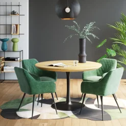 KARE Tisch Invitation Set Eiche Schwarz Ø120cm