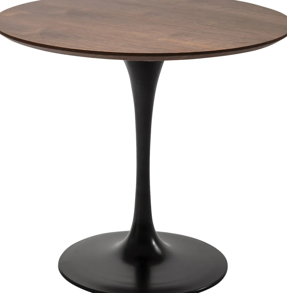 KARE Tisch Invitation Set Walnuss Schwarz Ø90cm