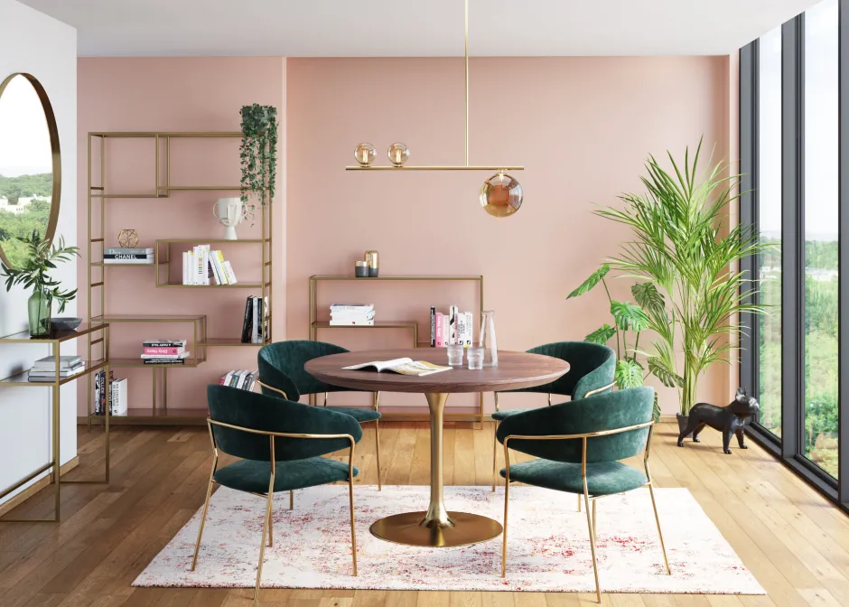 KARE Tisch Invitation Set Walnuss Brass Ø120cm