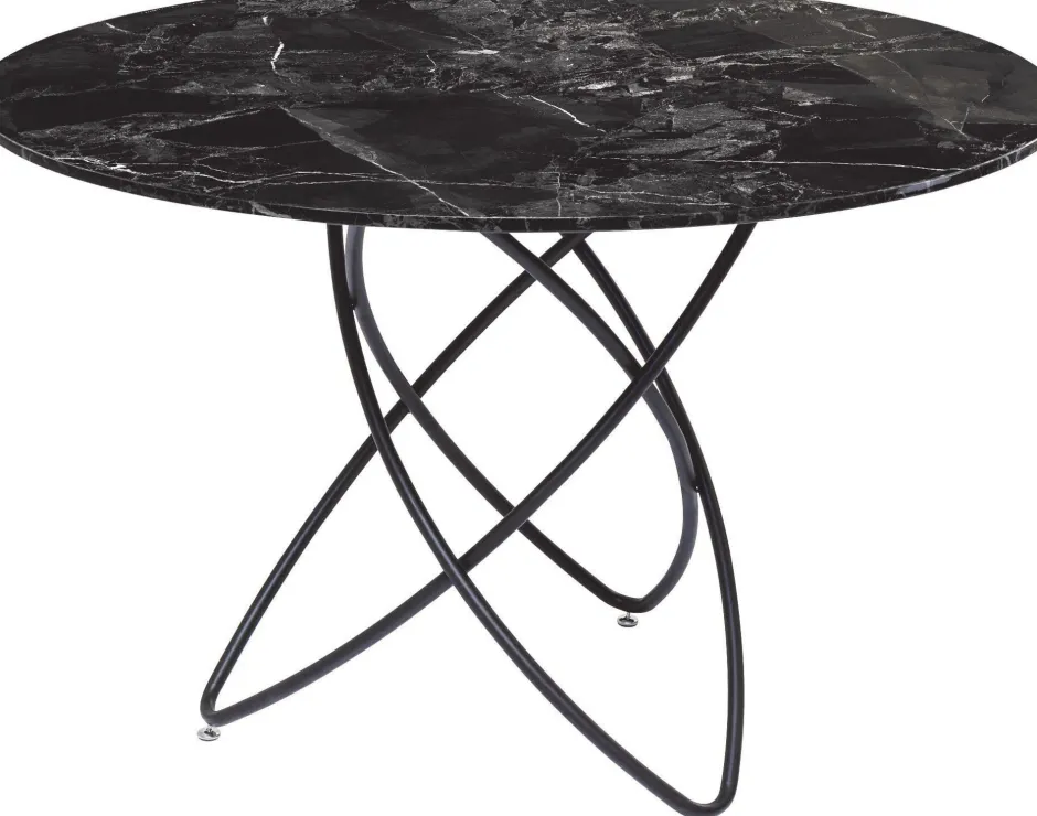 KARE Tisch Molekular Schwarz Marble Glas Ø120cm