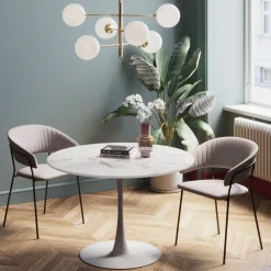 KARE Tisch Schickeria Marmor Weiß Ø110cm