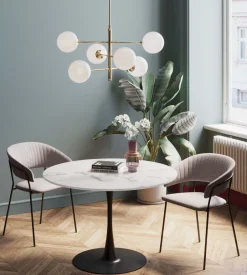 KARE Tisch Schickeria Marmor Weiß Schwarz Ø110cm