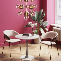 KARE Tisch Schickeria Marmor Weiß Ø80cm