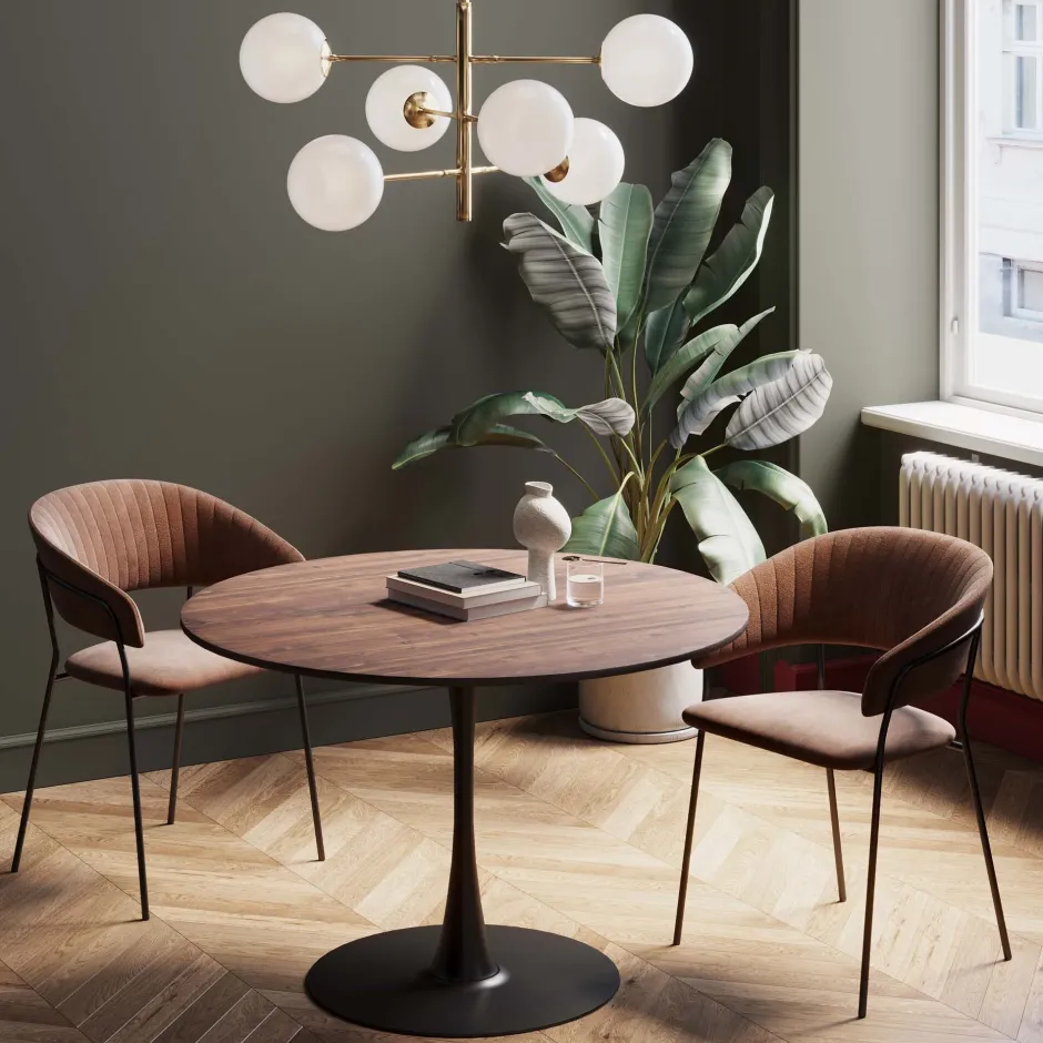 KARE Tisch Schickeria Walnussoptik Schwarz Ø110cm