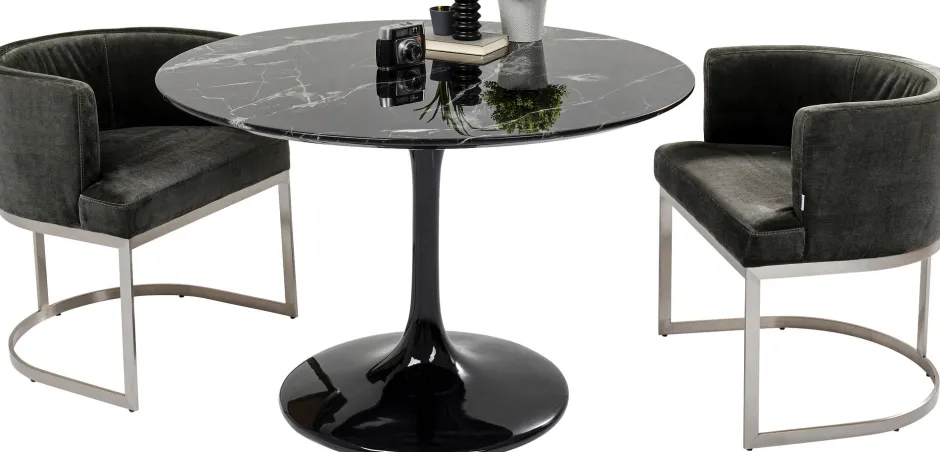 KARE Tisch Solo Marble Schwarz Ø110