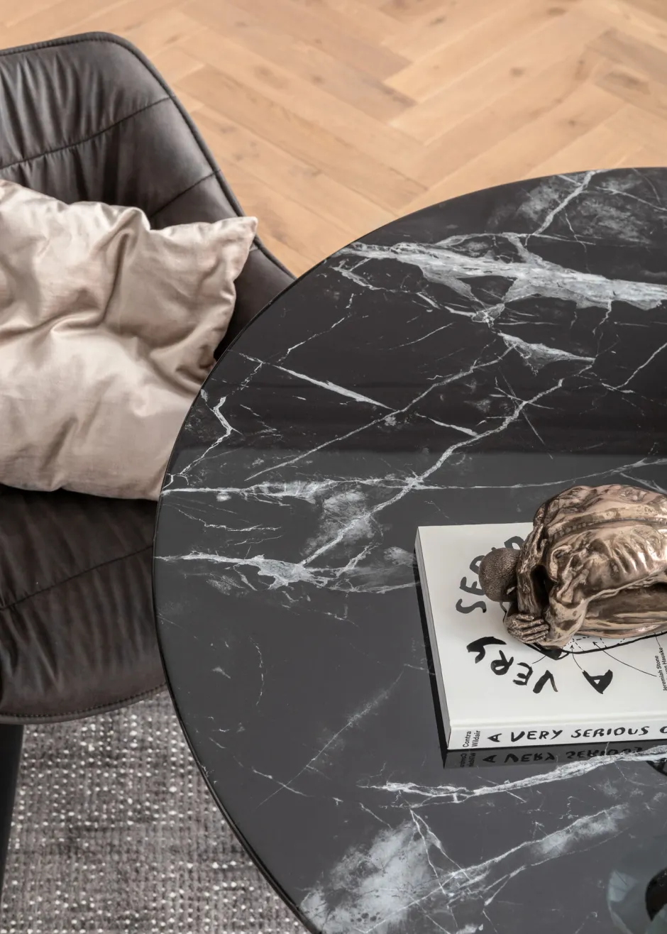 KARE Tisch Solo Marble Schwarz Ø110