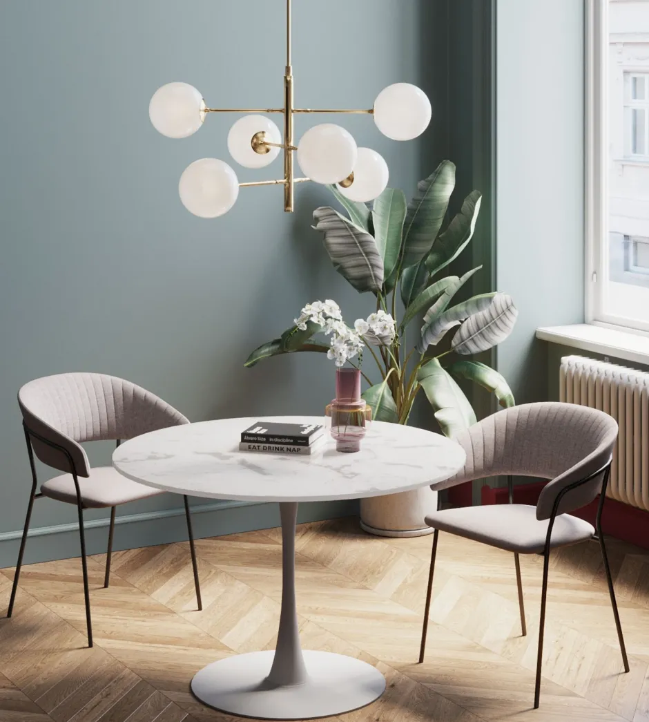 KARE Tisch Veneto Marmor Weiß Ø110cm