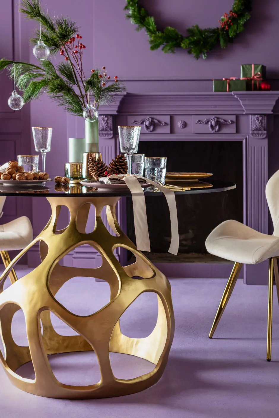 KARE Tisch Volcano Gold Ø120cm