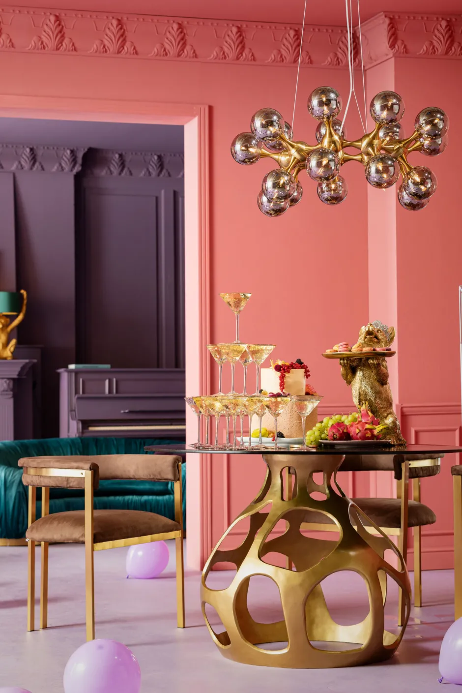 KARE Tisch Volcano Gold Ø120cm