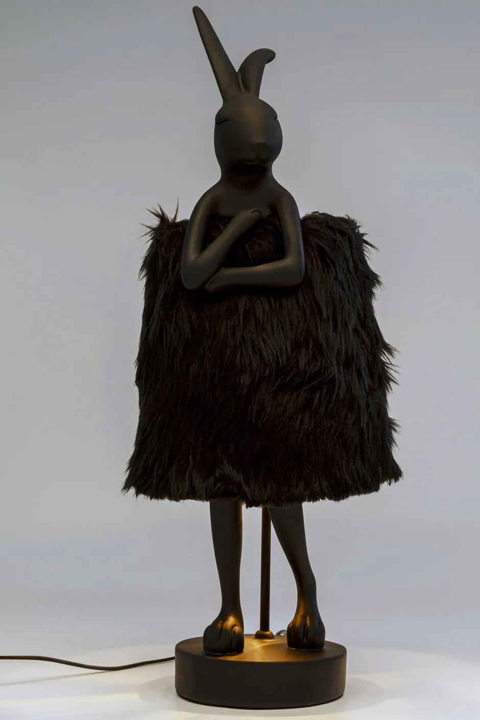 KARE Tischleuchte Animal Rabbit Fur Schwarz/Gold 68cm