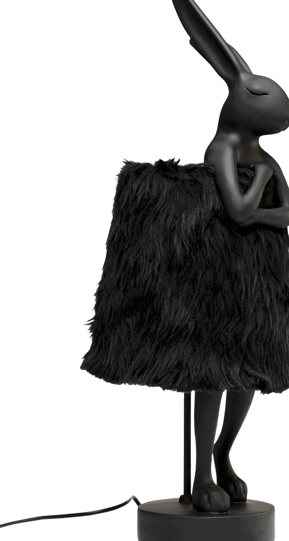 KARE Tischleuchte Animal Rabbit Fur Schwarz/Gold 68cm
