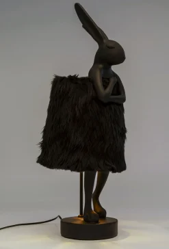 KARE Tischleuchte Animal Rabbit Fur Schwarz/Gold 68cm