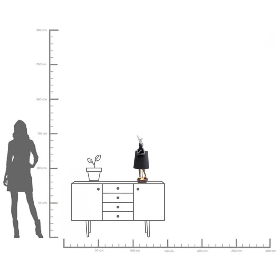 KARE Tischleuchte Animal Rabbit Matt Schwarz 68cm